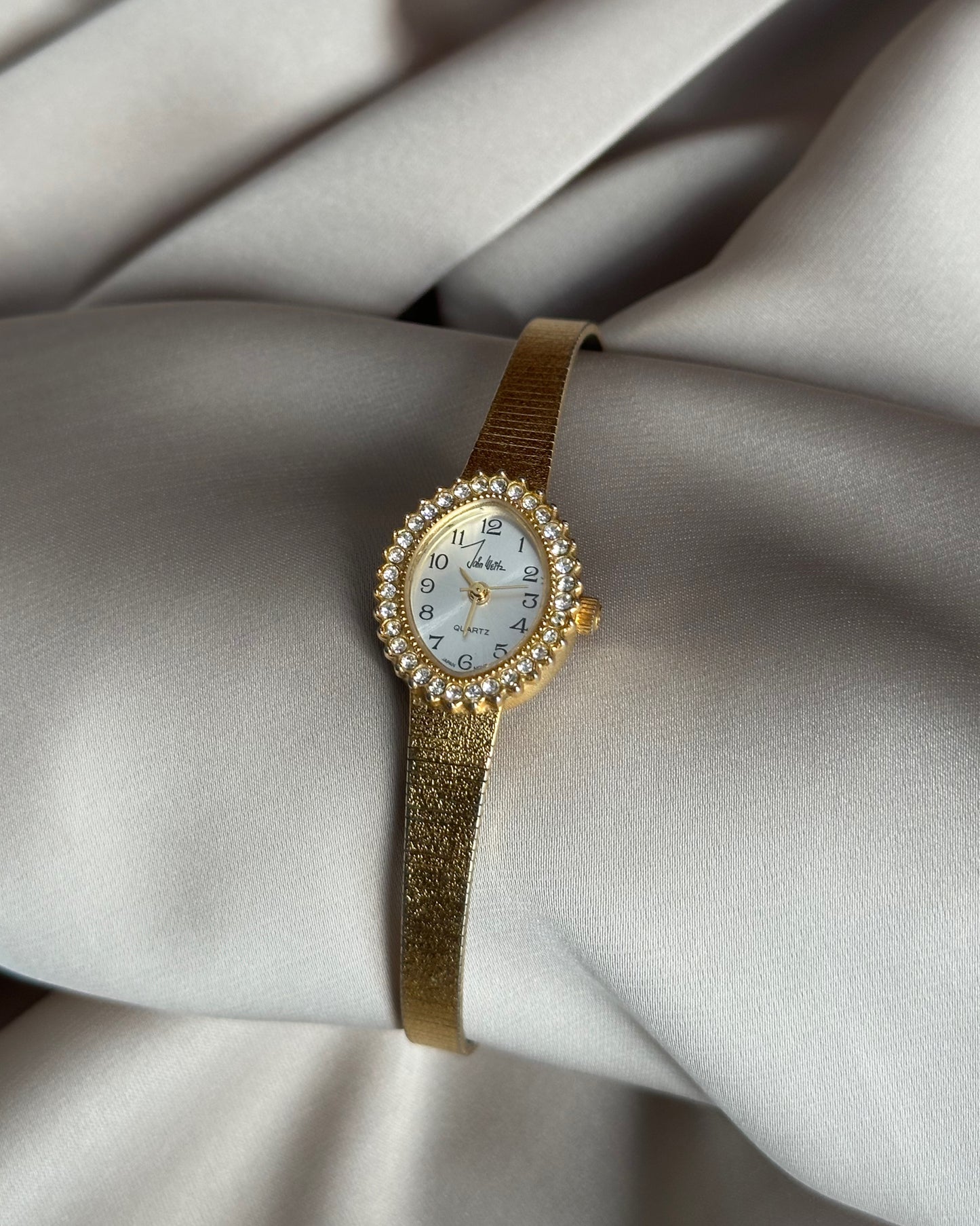 Crystal Halo Teardrop Gold Tone Watch