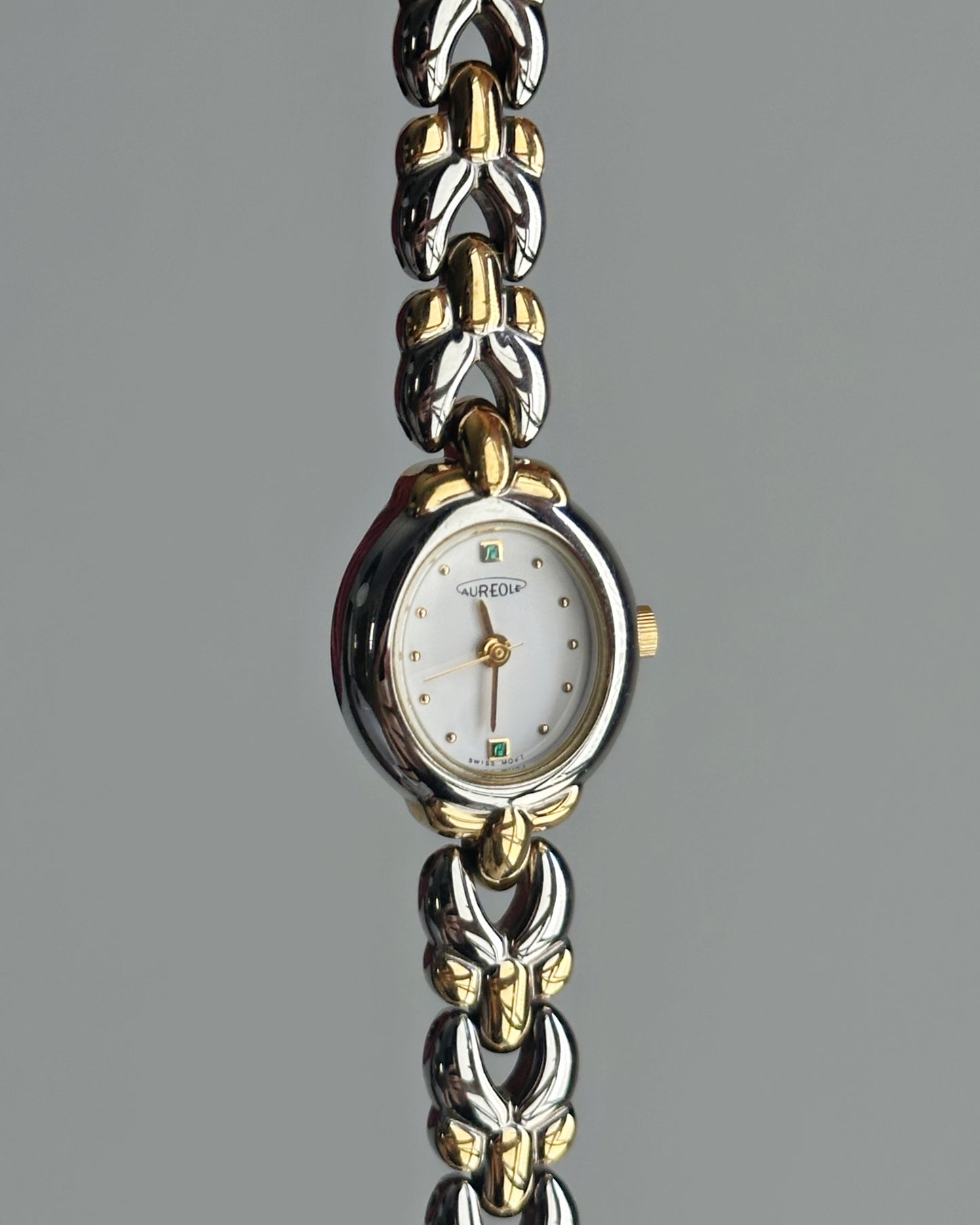 Vintage "Baignoire" Emerald Accent Watch