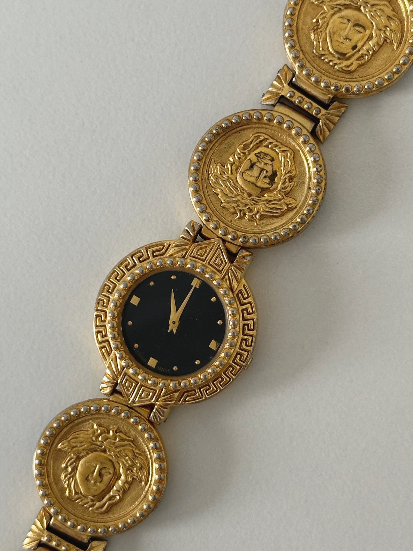 Gianni Versace Iconic Medusa Head Gold Plated Vintage Coin Watch