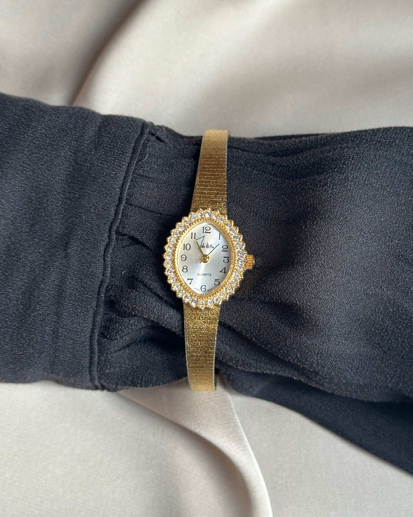 Crystal Halo Teardrop Gold Tone Watch