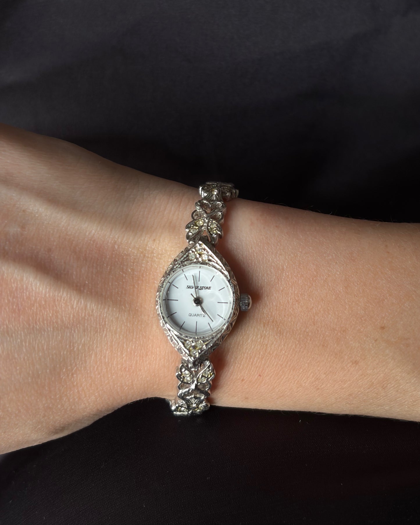 Marquise Leaves Vintage Silver Tone Watch