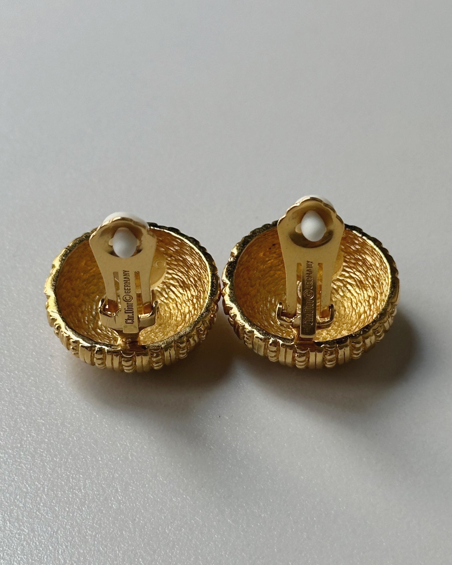 Vintage Christian Dior Gold Plated Clip On Earrings