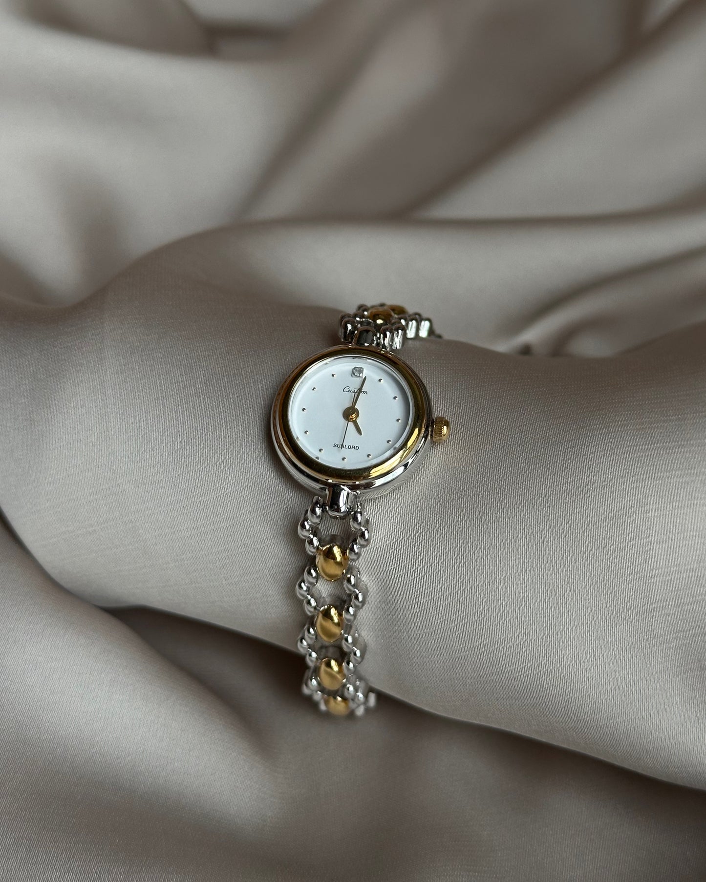 Vintage Orb-Link Silver & Gold Watch