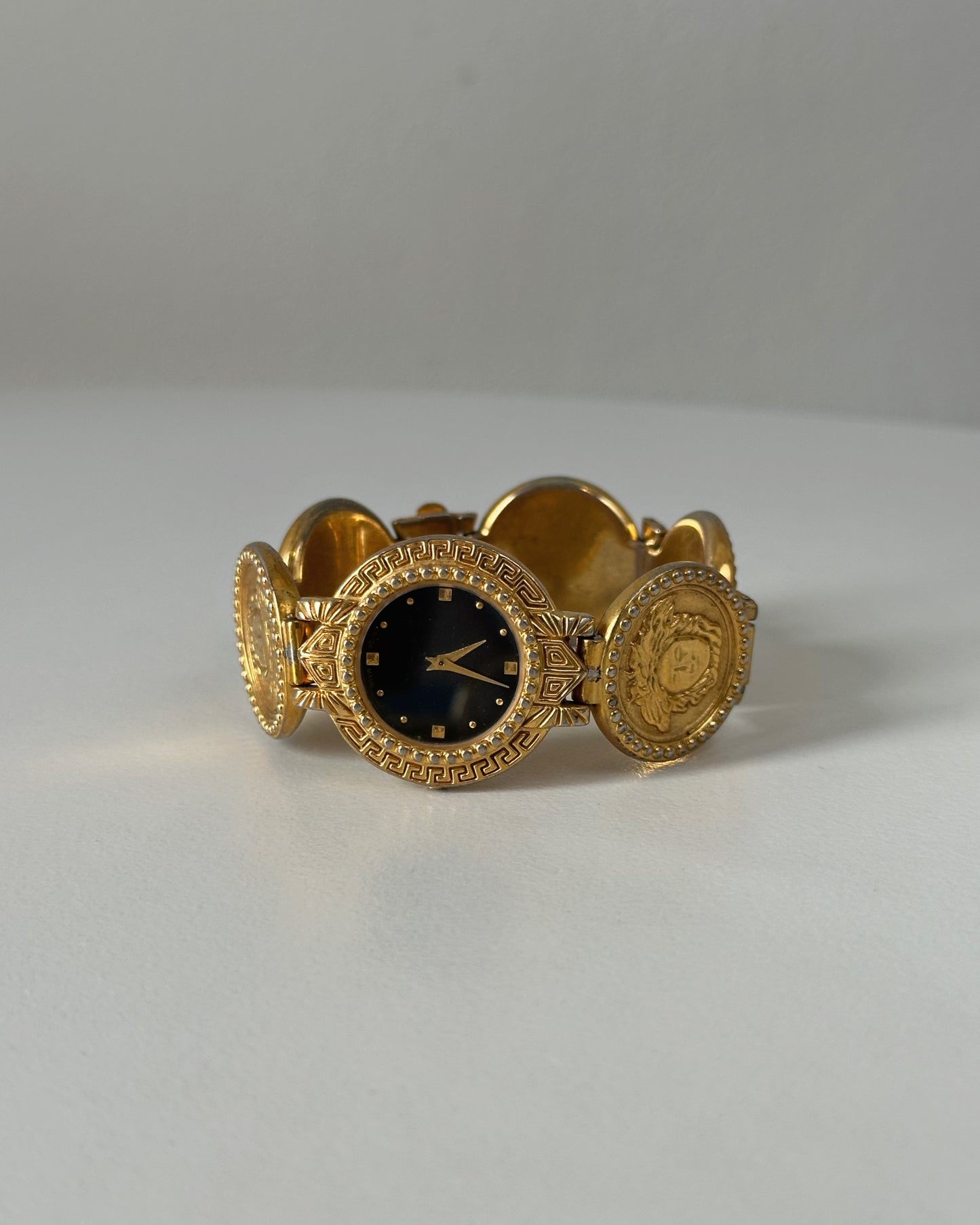Gianni Versace Iconic Medusa Head Gold Plated Vintage Coin Watch