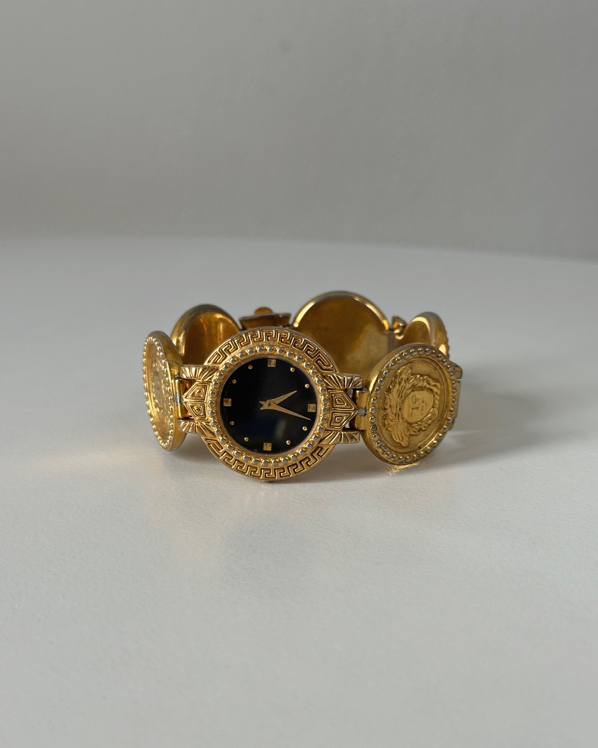 Gianni Versace Iconic Medusa Head Gold Plated Vintage Coin Watch