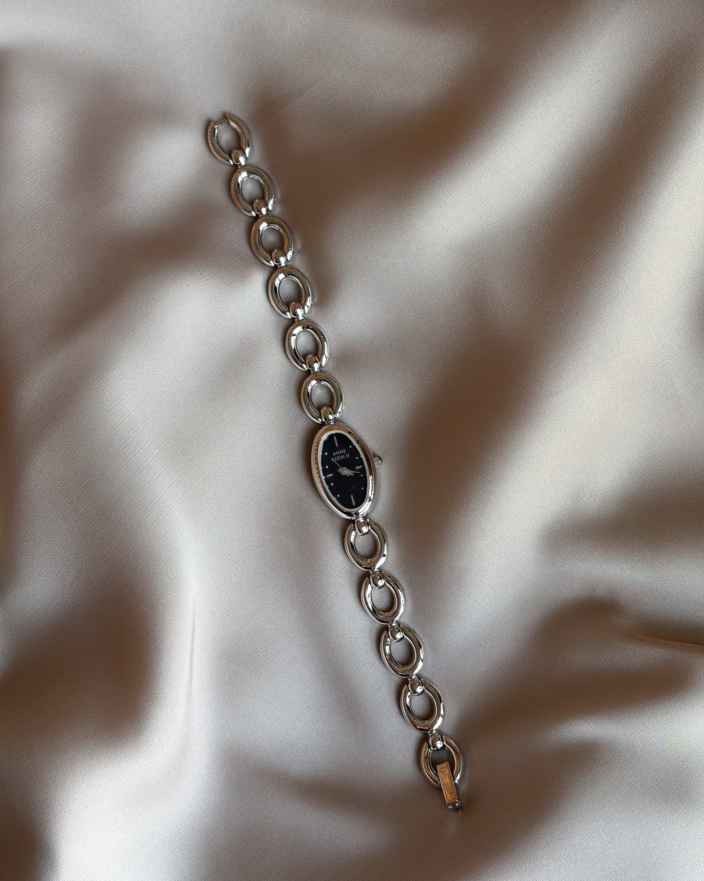 Anne Klein Midnight Oval Link Watch