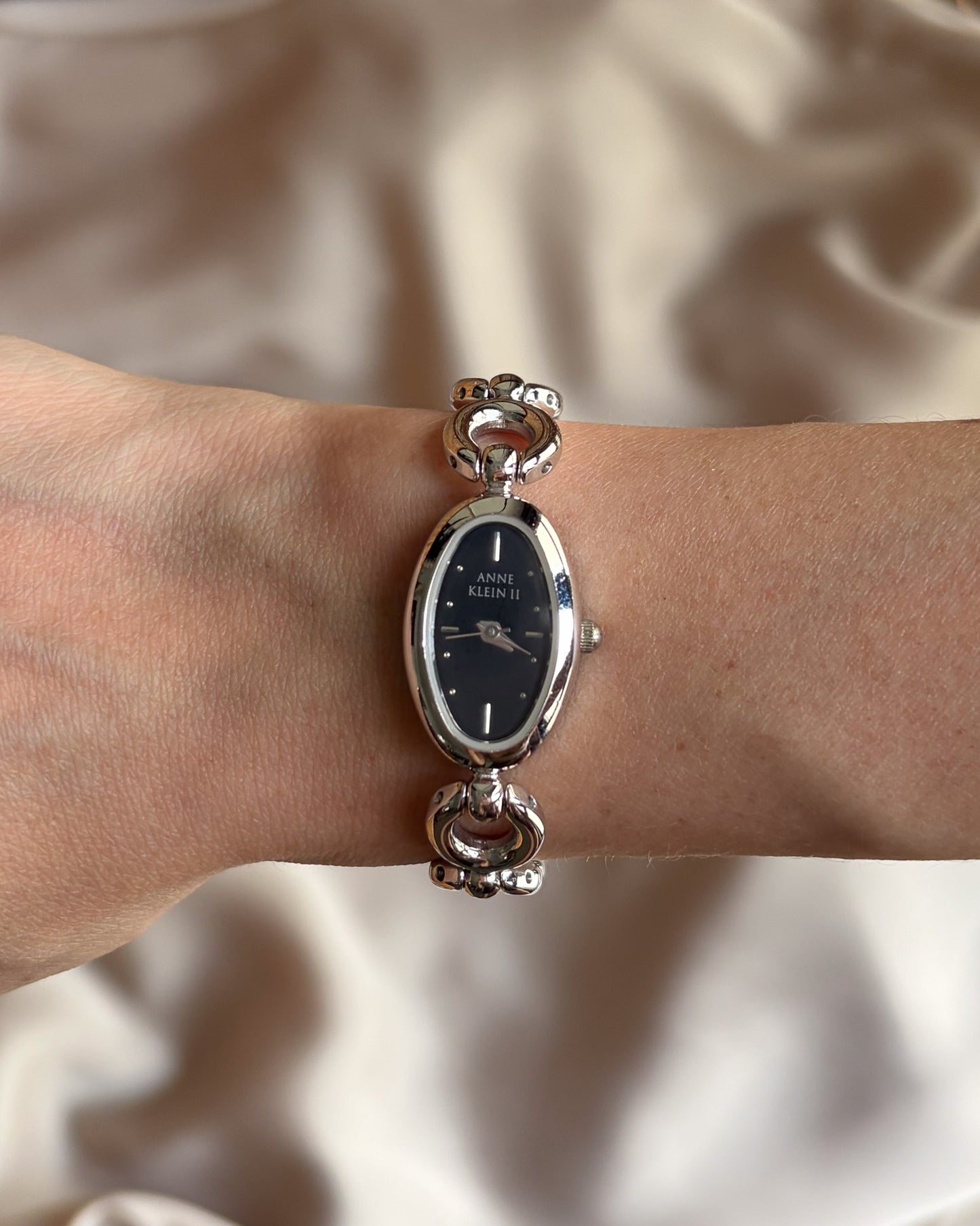 Anne Klein Midnight Oval Link Watch