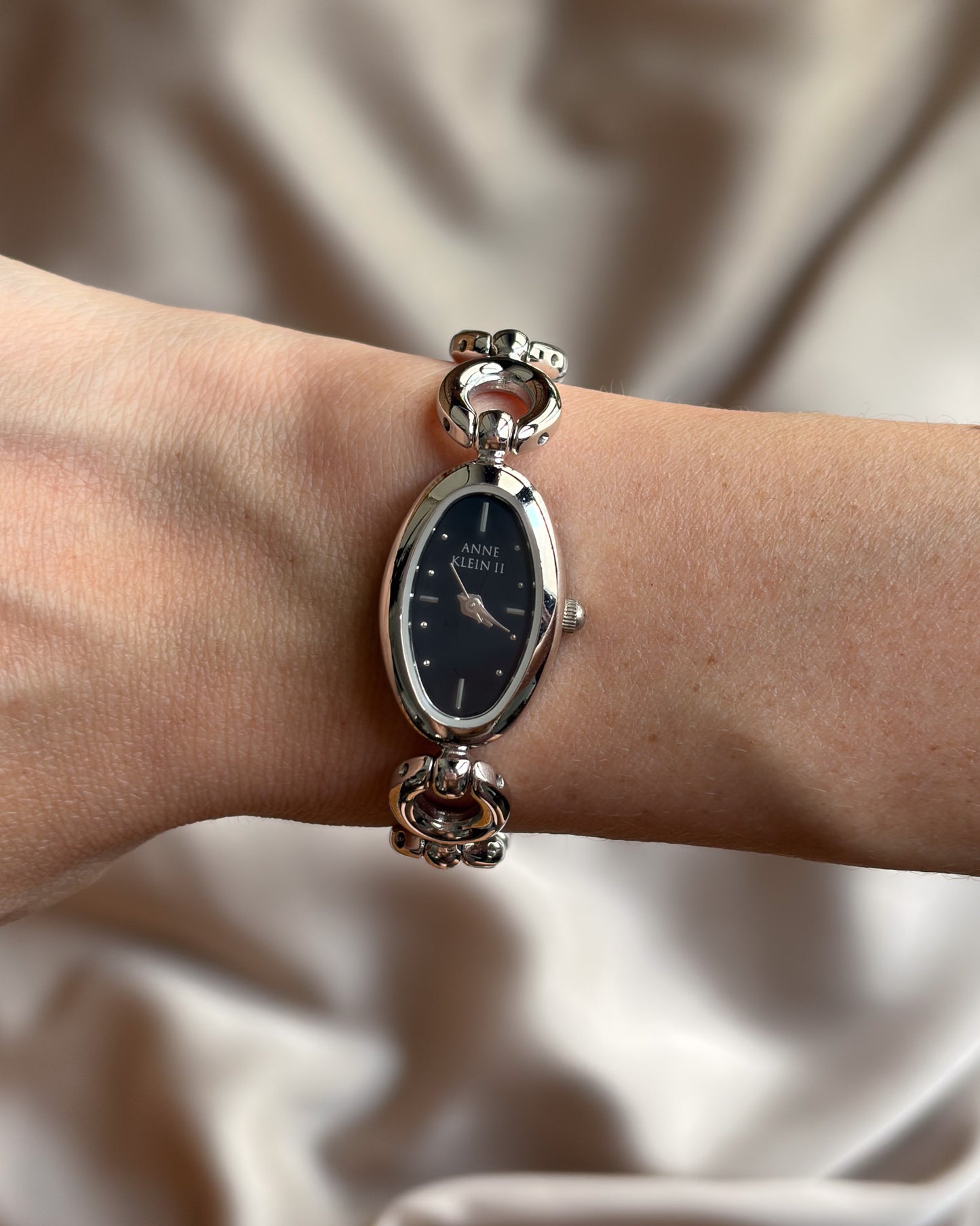 Anne Klein Midnight Oval Link Watch