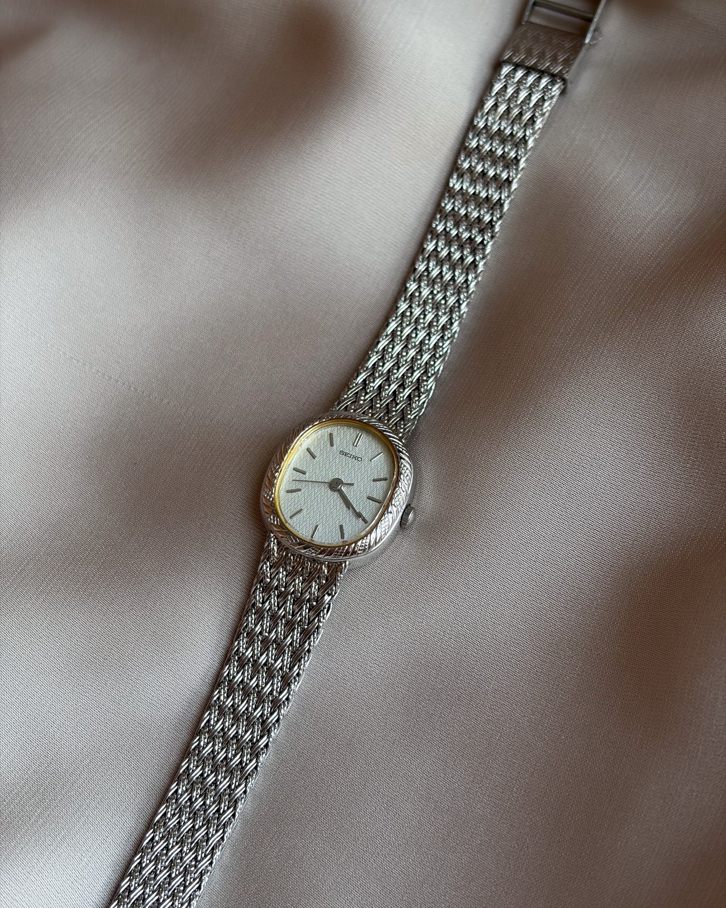 Seiko Petite Woven Mesh Oval Watch