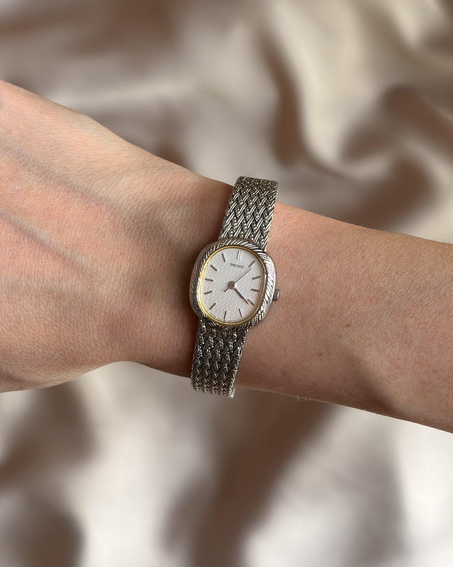 Seiko Petite Woven Mesh Oval Watch