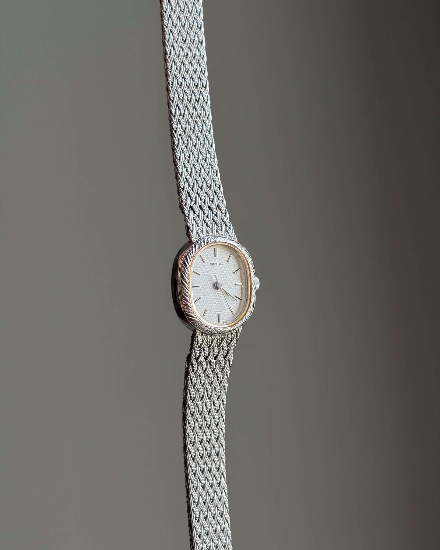 Seiko Petite Woven Mesh Oval Watch