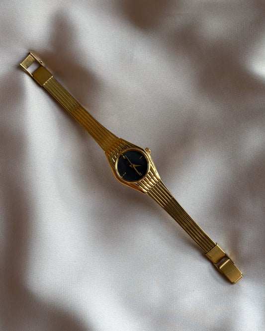 1980 Citizen Gold Tone Black Dial Watch
