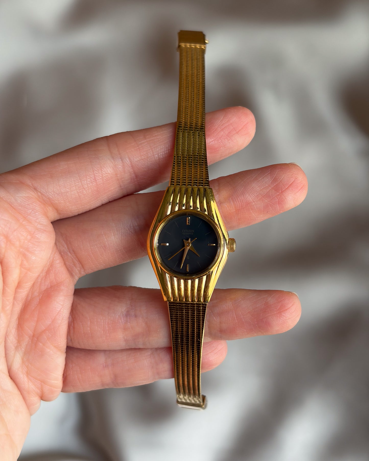 1980 Citizen Gold Tone Black Dial Watch