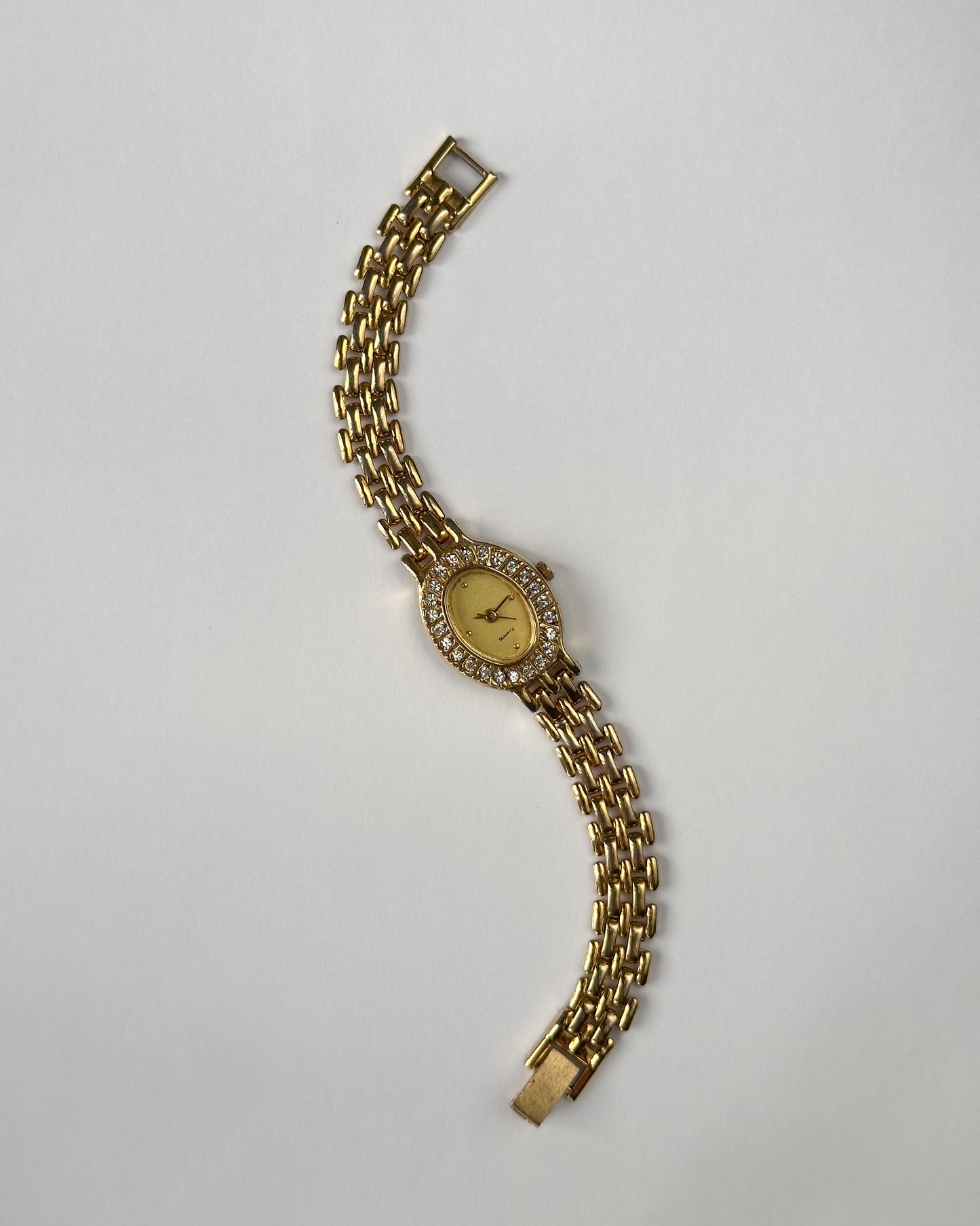 Gold Tone Oval Crystal Watch