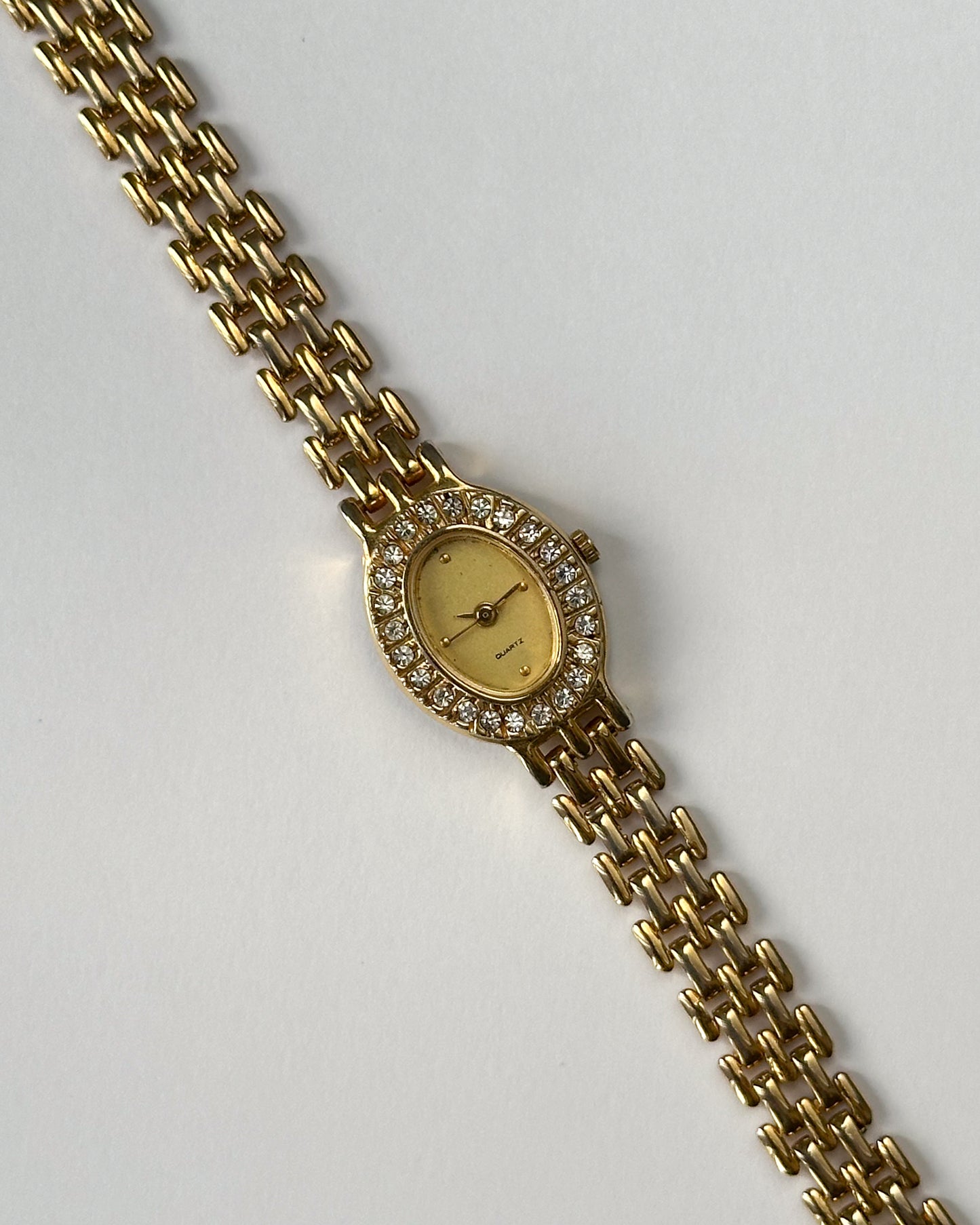 Gold Tone Oval Crystal Watch