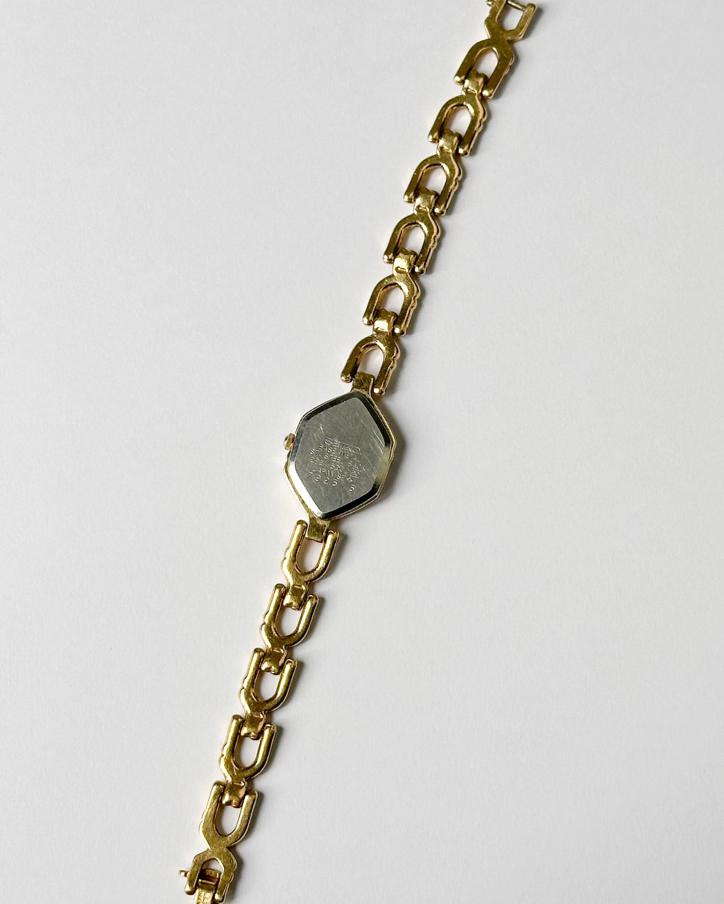 Vintage Seiko Hexagonal Black Dial Gold-Tone Bracelet Watch