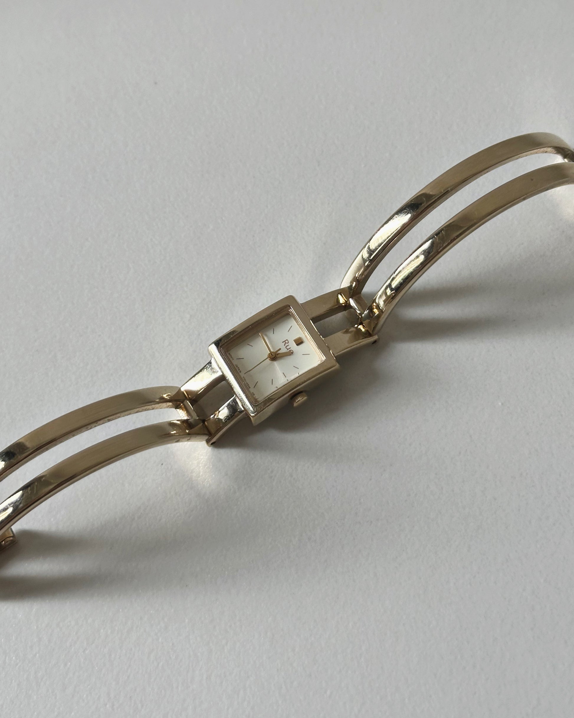 Vintage gold tone square tank watch Alba