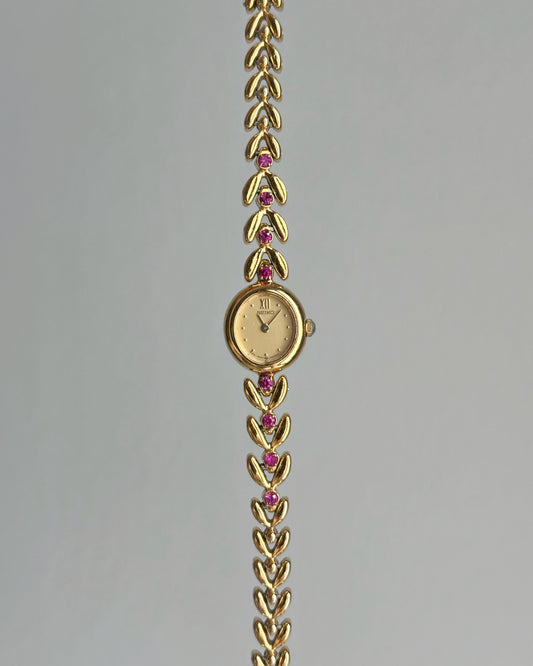 Tiny dial seiko women watch with pink gems