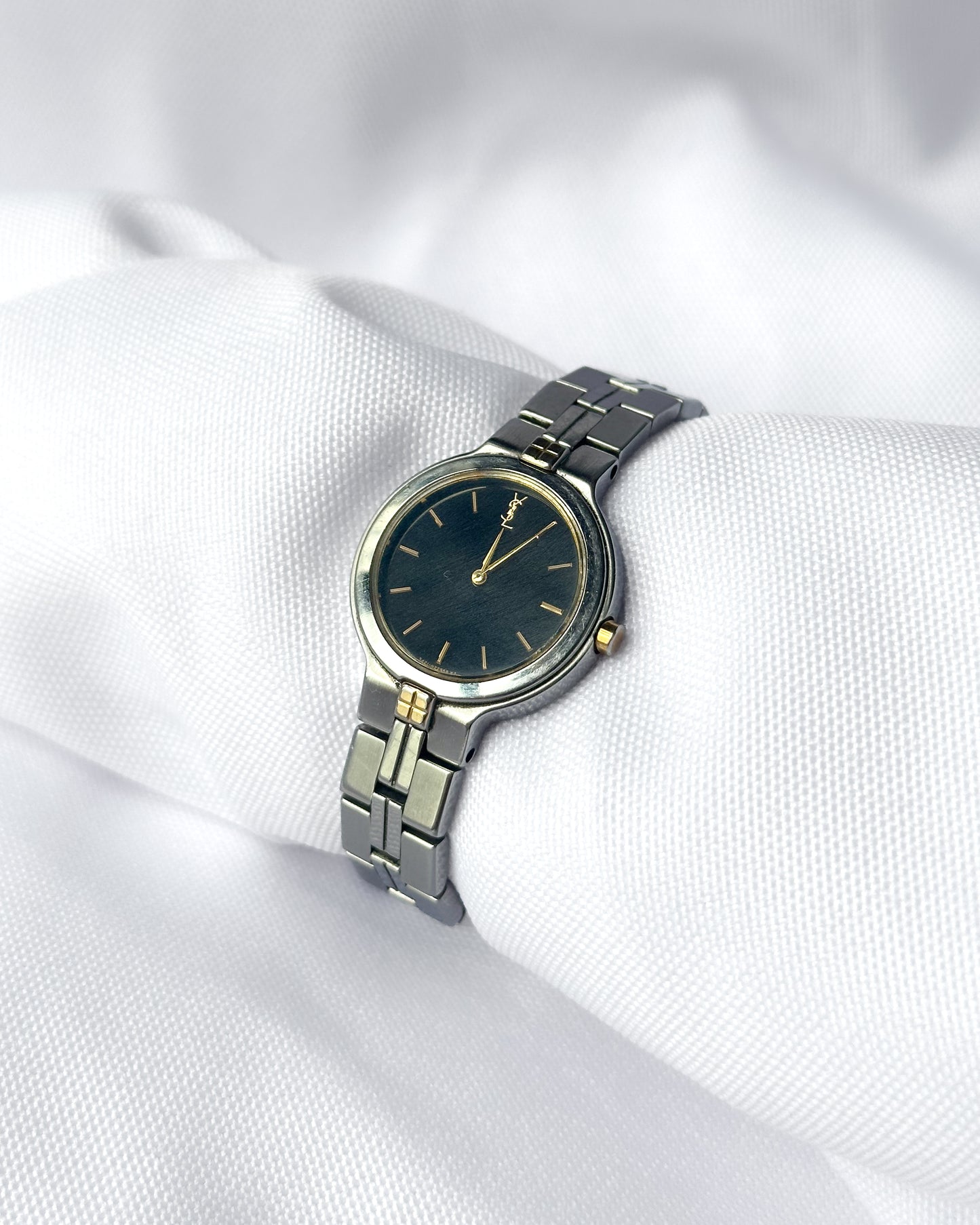 YSL Vintage black dial watch stainless steel