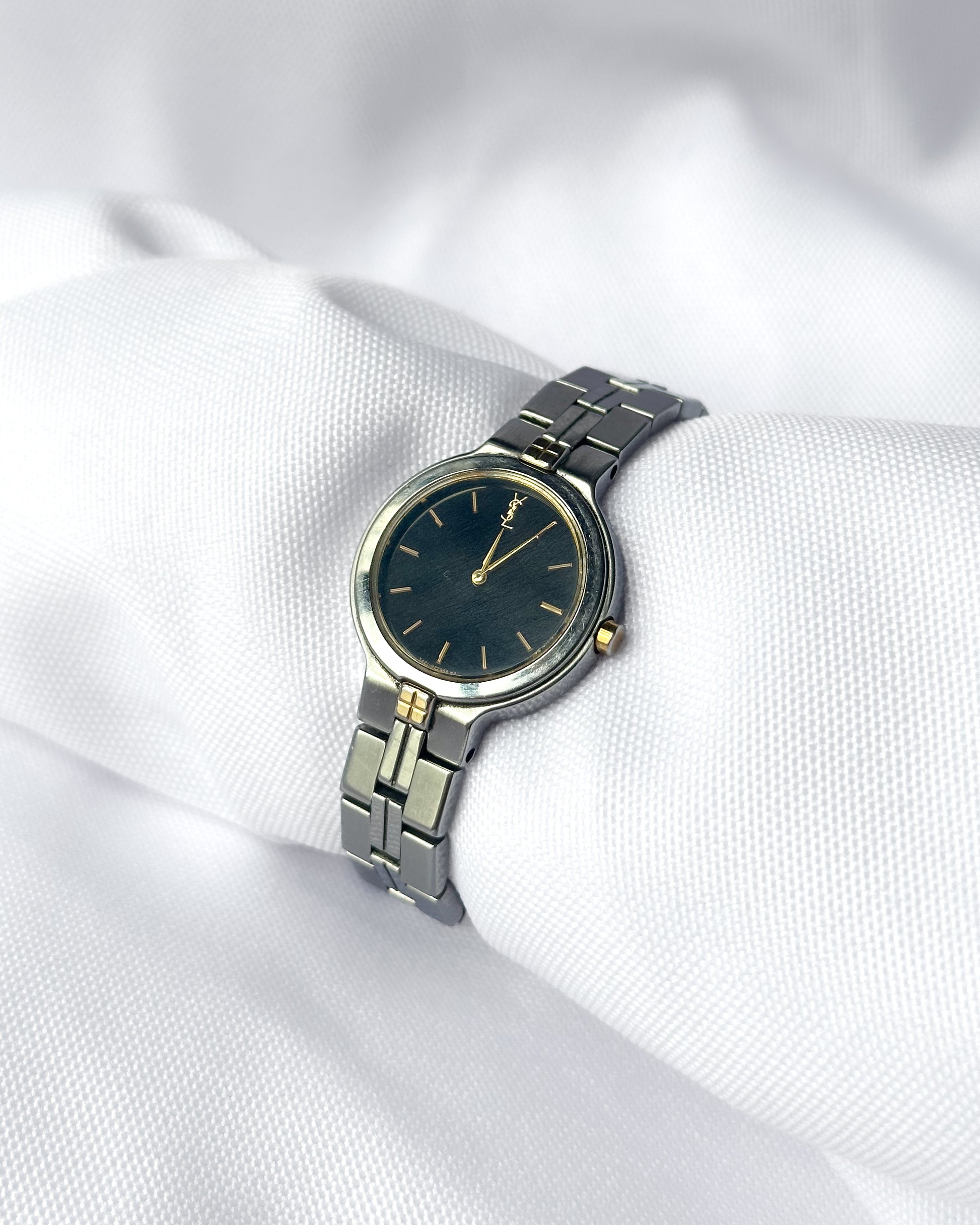 YSL Vintage black dial watch stainless steel