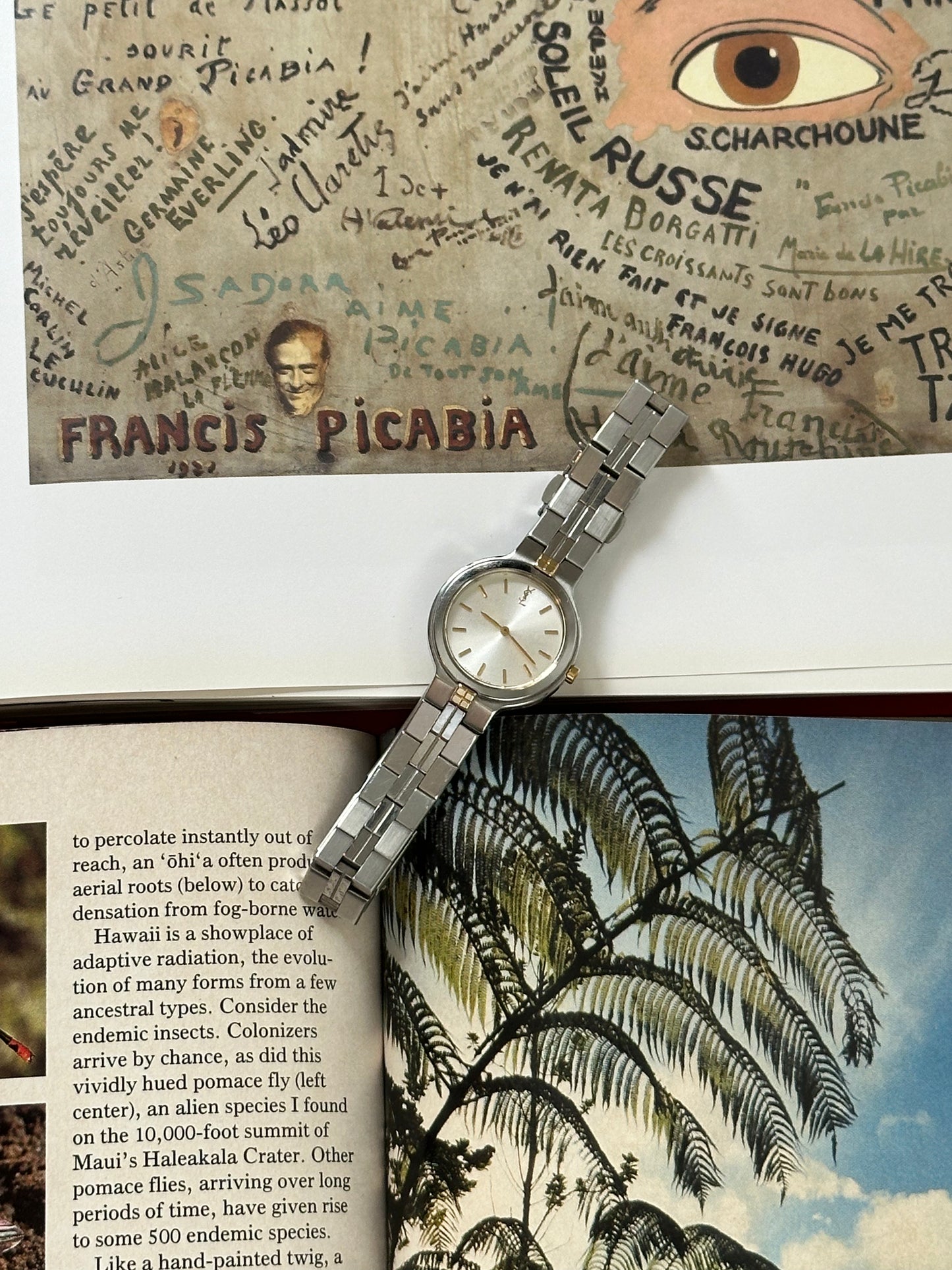 YSL vintage white dial watch dual tone