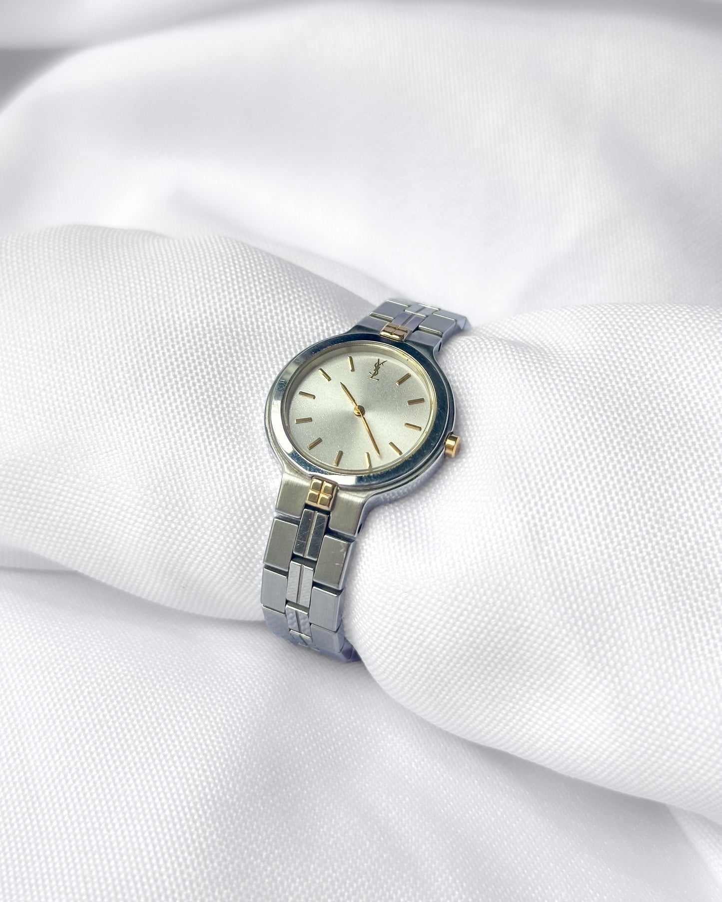 YSL vintage white dial watch dual tone
