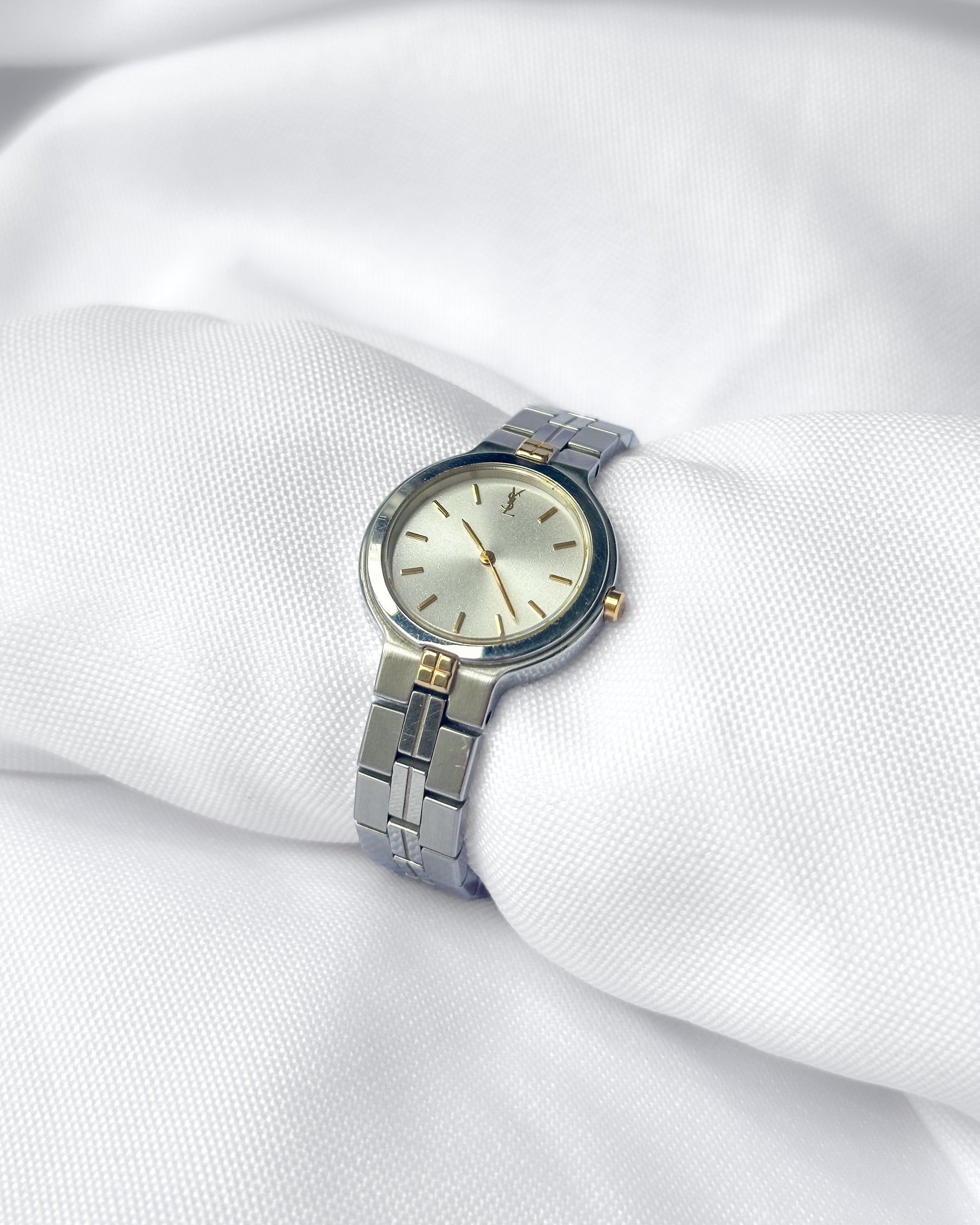 YSL vintage white dial watch dual tone