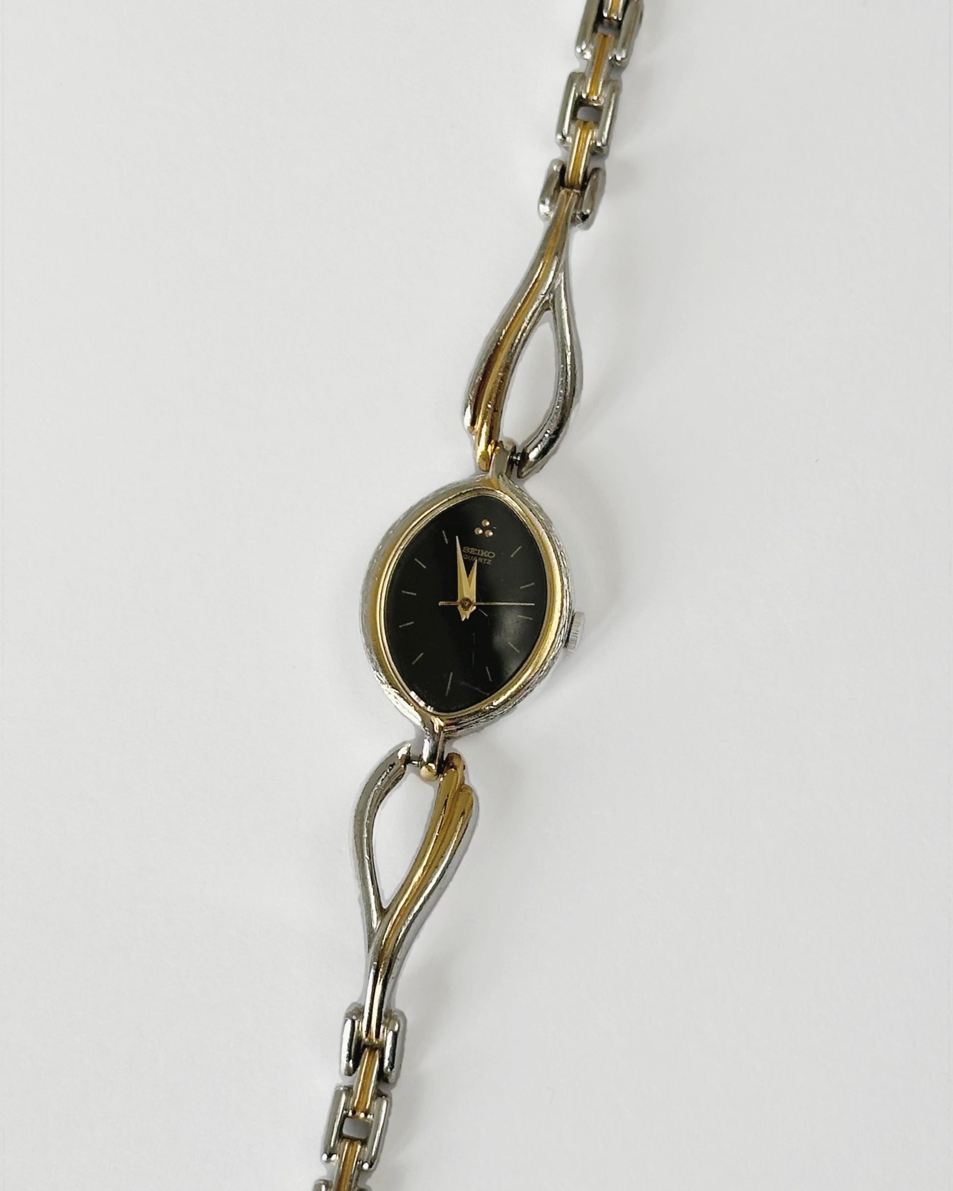 dual tone black dial seiko vintage watch