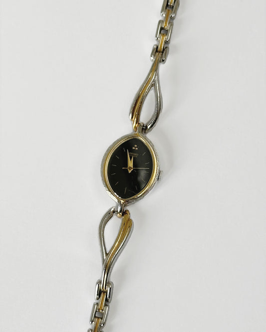 dual tone black dial seiko vintage watch